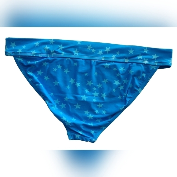 Juniors Ninty-Nine° Banded Hipster Bikini Swim Bottom Blue Teal Stars XXL 19 NWT - Picture 3 of 6